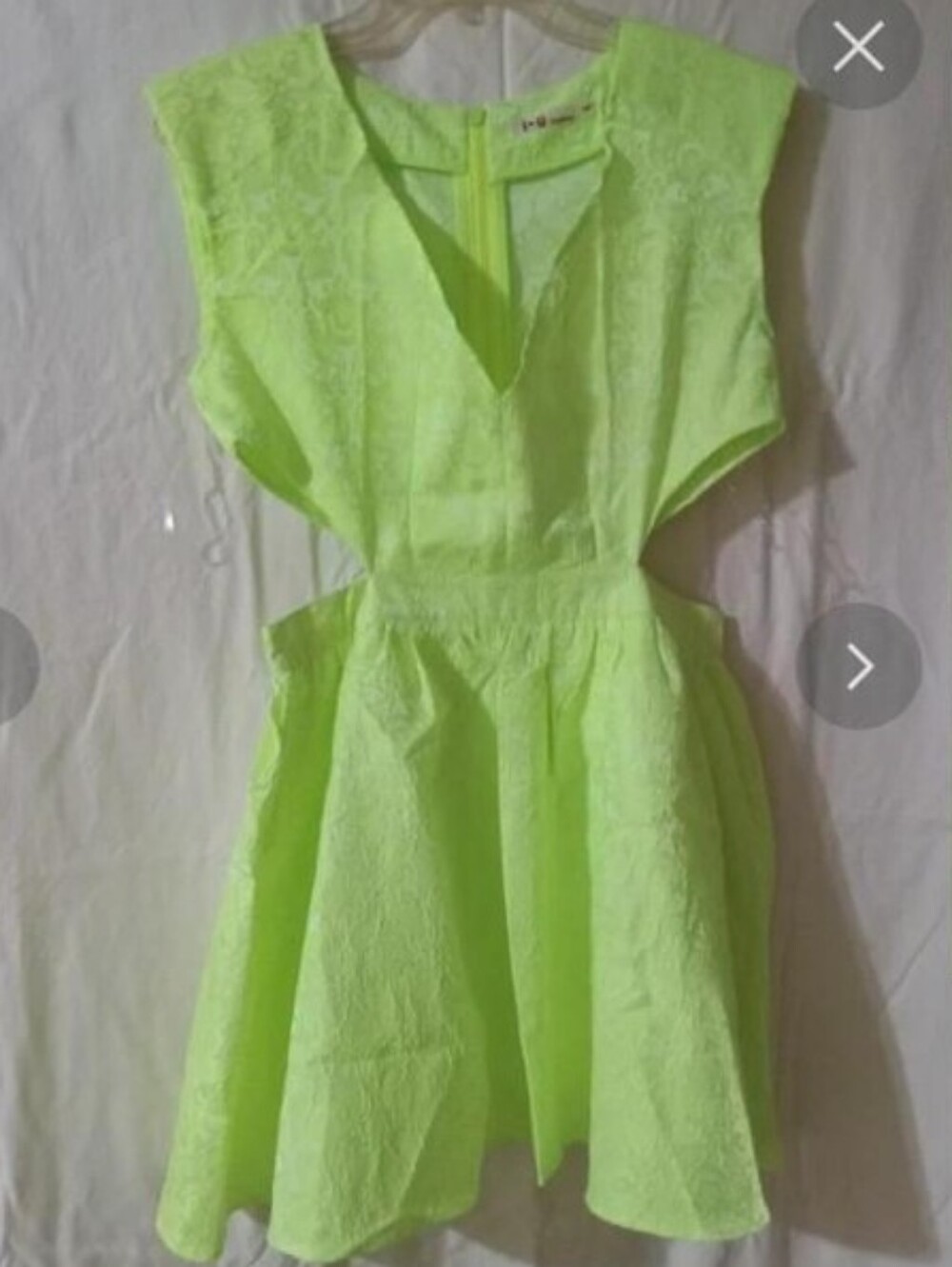 Source Unknown Neon Lime Cutout Mini Dress